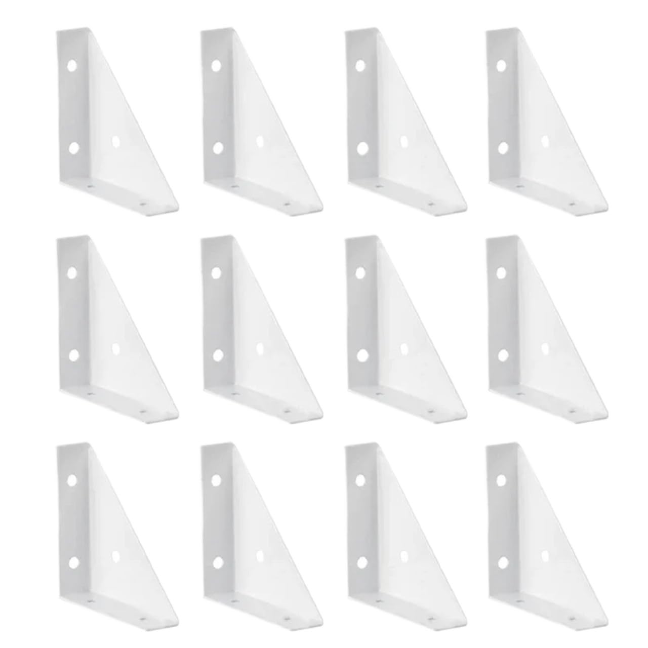 Shelf Bracket 12pcs Right-Angled Triangle Corner Code Fixed Bracket Repair, Used for Cabinet and Bed Support and Reinforcement(White-12pcs)