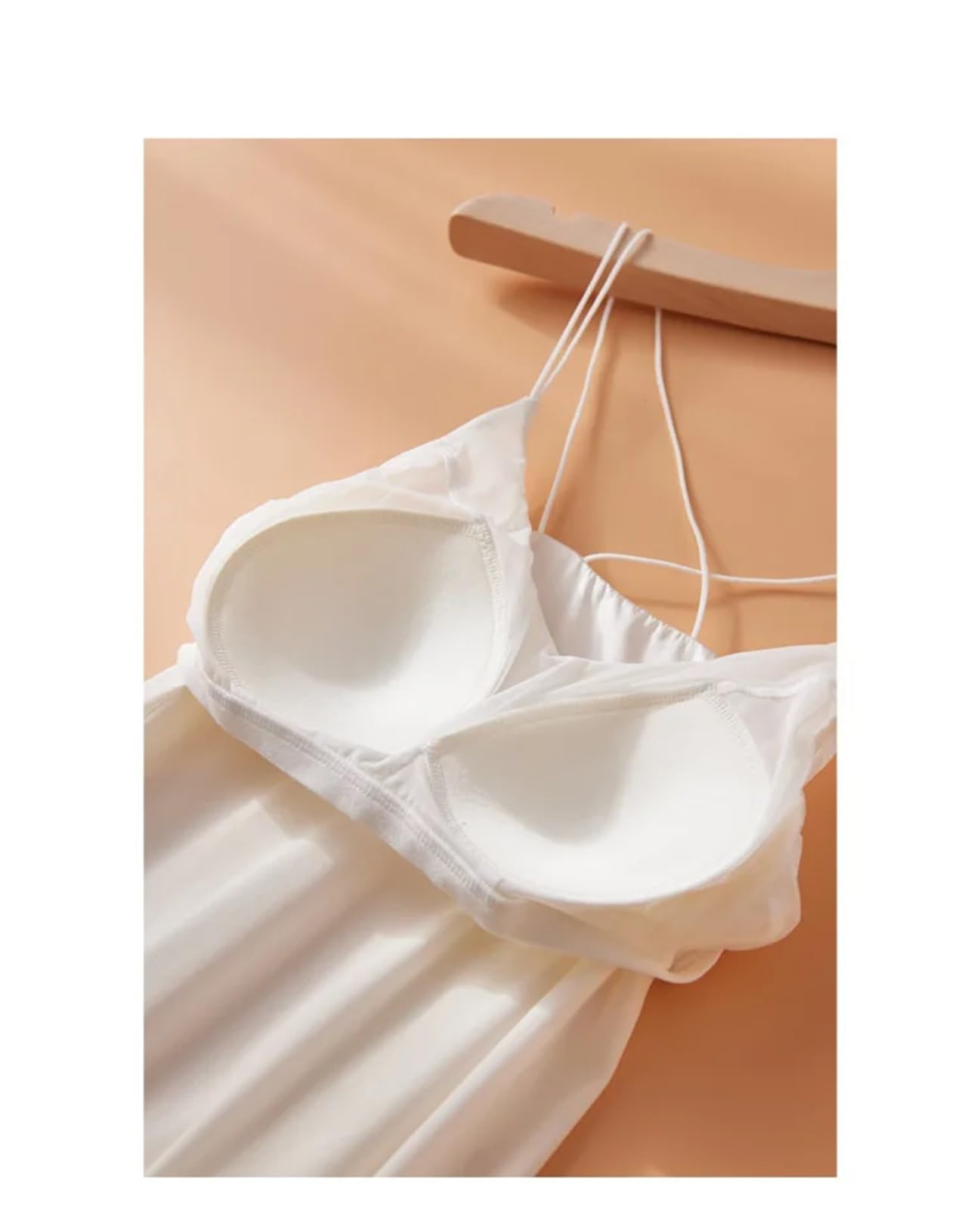 Camisola de Verano for Mujer, cómoda, de Seda Morera Lisa, con Tirantes Finos y Sujetador, Ropa Interior Sencilla for Mujer para Uso Diario, Viajes