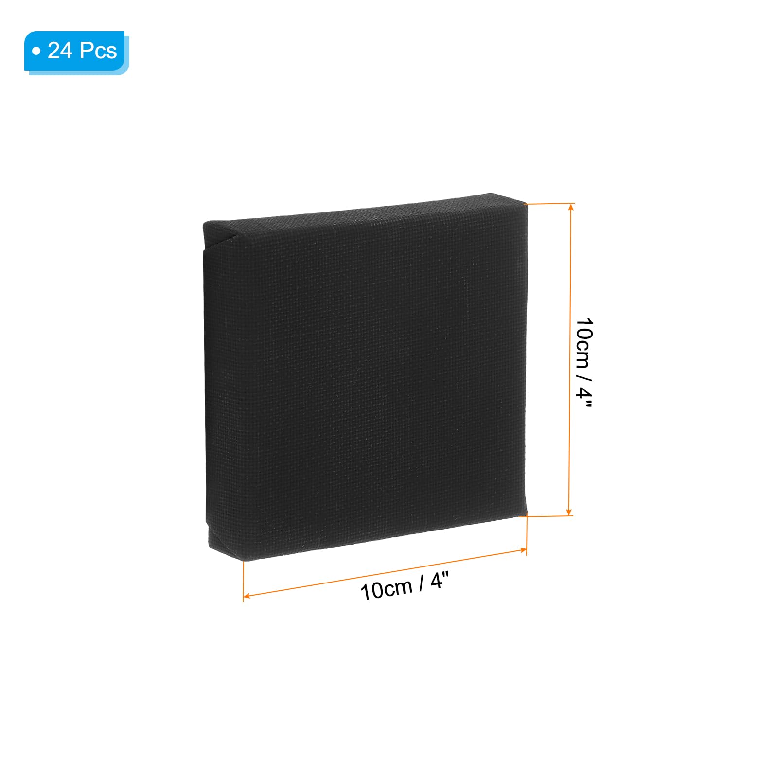 PATIKIL Black Stretched Canvas, 24 Pcs 4" x 4" Large Canvas for Painting Primed Cotton Blank Canvas for Acrylics Oil Watercolor Paints - Image 2