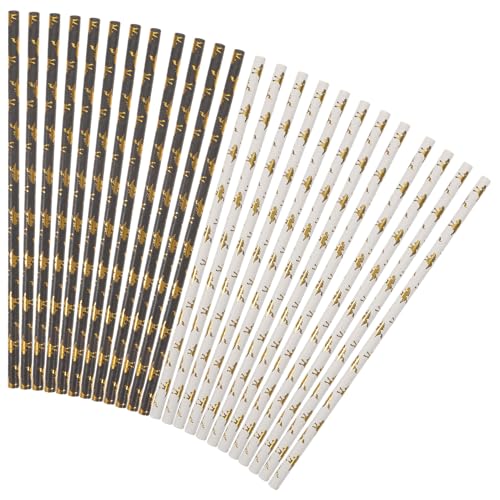 Set de 100 pitillos desechables de papel con diseño unicornio dorado miniatura 1
