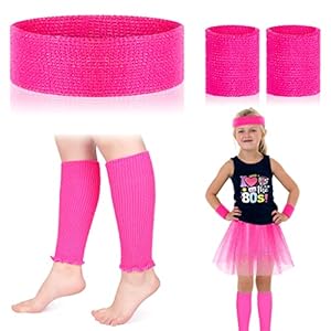 Sintege 80s Leg Warmer for Toddler Girl Kid Neon Leg Warmer Headband Wristband 1980s Fancy Accessory for Halloween Party