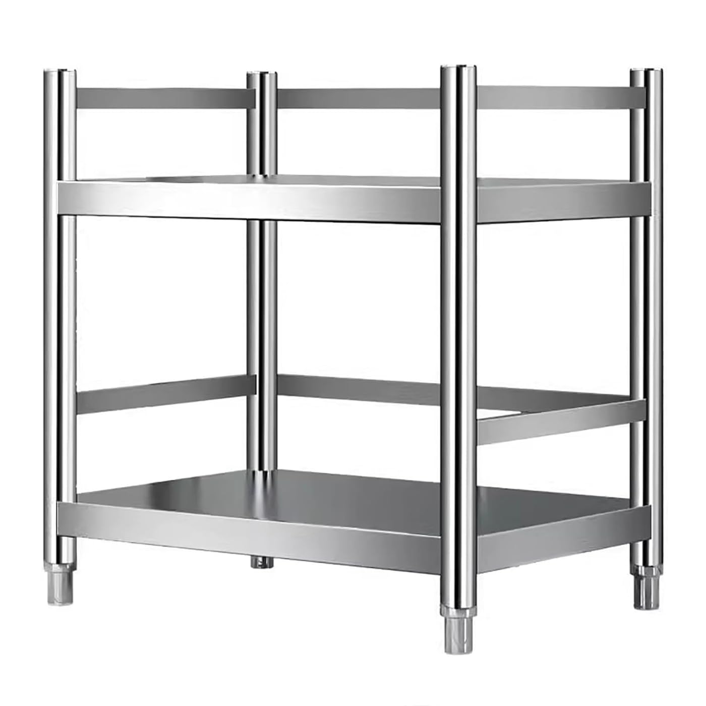 Mesa Acero Inoxidable Mesa De Trabajo Acero Inoxidable Muebles De Cocina para Exteriores Mesa De Trabajo con Barandilla EstanteríA para Cocina 2 Tiers H 95cm L80 x W35 cm