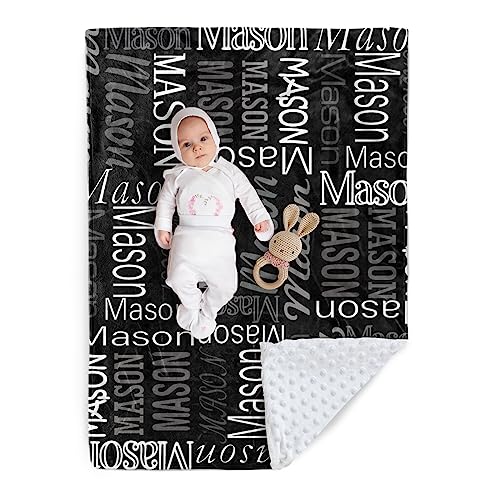Image of Custom Baby Blanket - Personalized Names Design - Soft Plush Blanket with Double Layer Dotted Backing for Boys Girls Color15(30x40 inches)