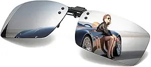 Polarized Clip-on Sunglasses with Flip Up Function Anti-Glare UV 400 Driving Glasses Clip-on for Prescription Glasses