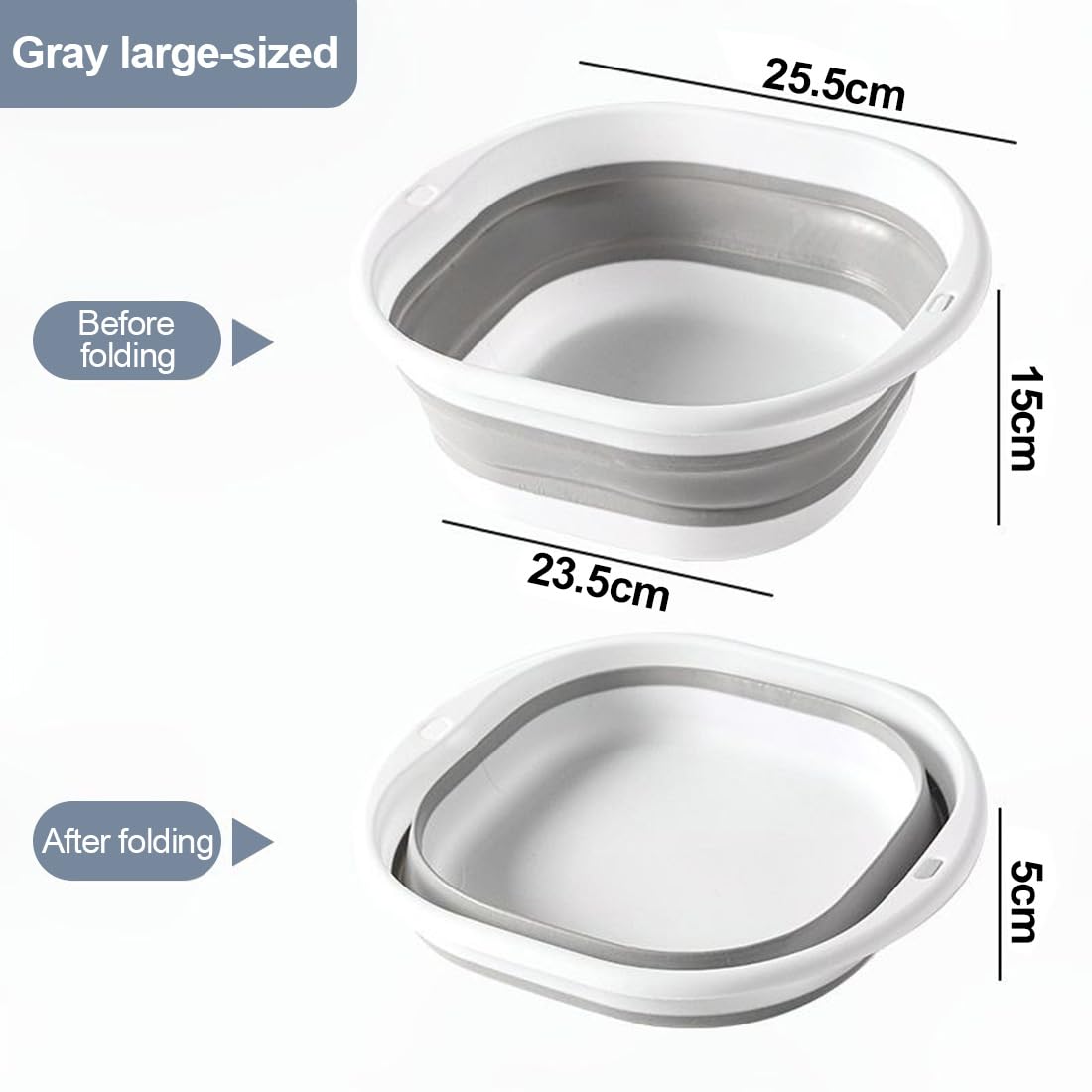 ZKGYUS Bassine Pliable, Bassine Retractable seau pliable en silicone sain et inodore, Bol à Vaisselle Ronds Pliable Cuvette peu Encombrant pour Voyage Camping et Cuisine,23 * 25cm