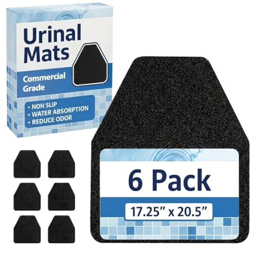 Urinal Mats Disposable Toilet Matt Large, Black, 17.25 x 20.5 Inch, 6 Pack