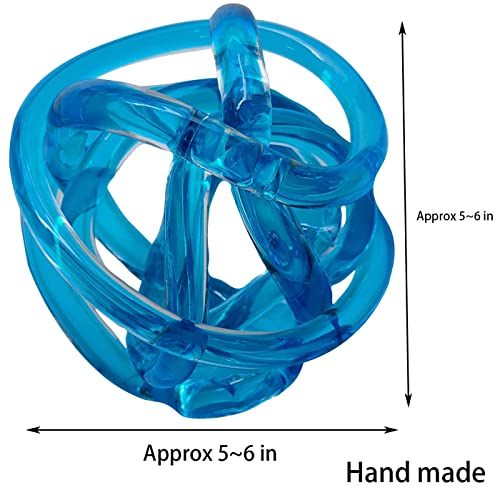 Ritadeshop Glass Orb Decor Ball Glass Knot For Home Decor Tabletop Decorative Figurine (Modern, Blue 5.8" D) #TOP5
