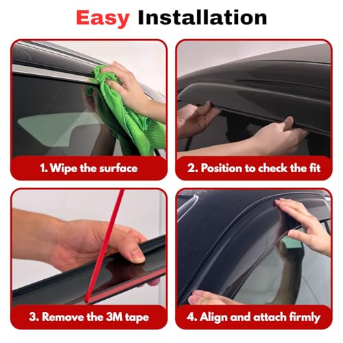 Image of KPY Rain Guards Fit for 2013-2021 Nissan Pathfinder, Out-Channel Window Visors Vent Wind Deflectors 4PC, Car Accessories for 13-21 Pathfinder