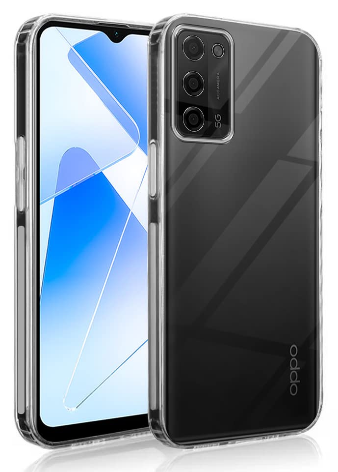 Image of Jkobi Back Cover Case for Oppo A53s 5G (Silicone Crystal Clear | Pure Camera Protection | Soft and Flexible for Charger and Headphone sockets | Shockproof Bumpers | Transparent)