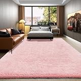 GTSABWAY Pink Fluffy Girls Room Rug, 5x8ft, Furry Area Rug for Bedroom, Cute Room Decor, Fuzzy Rug for Nursery, Soft Kids Room Rug, Play Room Rug for Baby, Shag Rug, Shaggy Rug for Dorm Room