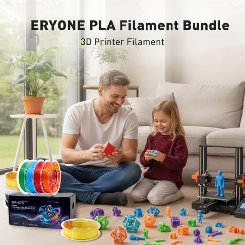 Image of ERYONE PLA Filament 3D Printer Filament Bundle Multicolor 1.75mm + /- 0.03mm, PLA Filament 250g Spool, 8 Rolls, Versatile Colors