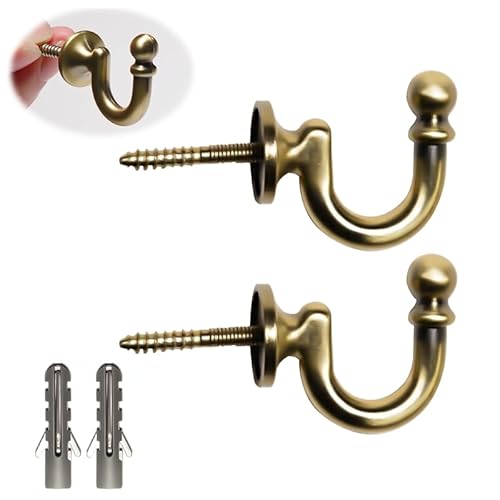 2 Piezas Alzapaños para Cortinas, Sujeta Cortinas de Metal, Cortina Gancho en Forma de U, Gancho para Muro Cortina Vintage, Gancho de Cortina para Colgar Cortinas Ropa (Bronce)