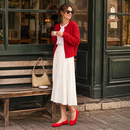 Image of Soesyi Women's Mary Jane Ballet Flats Washable Knit Shoes Comfortable for Dressy Office Casual Walking Slip-on Square Toe Flats
