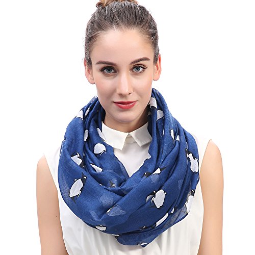 Lina & Lily Penguin Animal Print Women's Infinity Scarf Lightweight