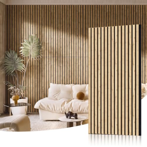 Image of Wood Slat Acoustic Wall Panels, Warm Pine, 4 Pack, 47.2 x 23.6 in