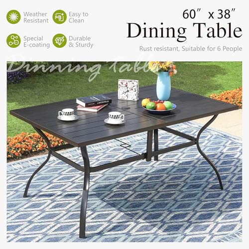 Image of Sophia & William Outdoor Dining Set for 6 Patio Dining Sets 7 Pieces Outdoor Table and Chairs Set with Swivel Patio Chairs 60 inchx 38 inch Metal Table for Garden Pool All Weather (Grey)