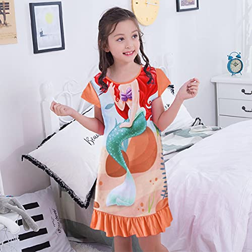 Toddler Girls Nightgown Cute Mermaid Princess Pajamas Dress Sleepwear Nightshirt2