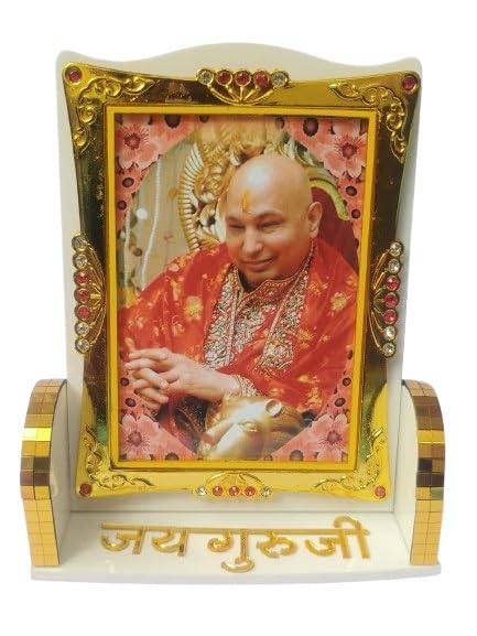 Image of Guru Ji CAR SWAROOP Dashboard Shukrana Guru Ji Home Decor,Office Table (Guruji Face) Desktop and Workplace (Off White)