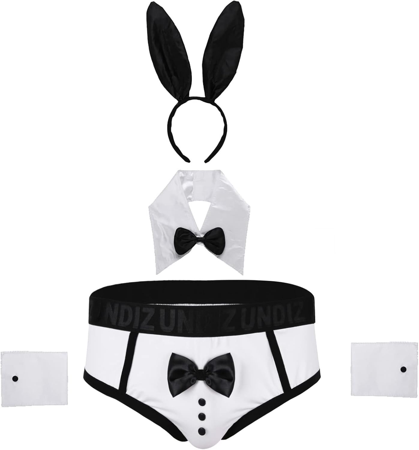 Hularka Men's Sexy Underwear Sets Bunny Costume Lingerie Bowknot Briefs with Bowtie Collar
