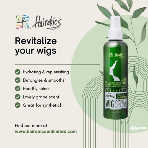 Allday Locks Synthetic Wig Spray | Revitalizes & Refreshes | Cleanses & Extends Lifespan Of Wigs & Hairpieces | Soft & Fresh Leave-In Conditioner, Grape Scent | 8 Oz #TOP4
