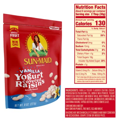 Image of Sun-Maid Vanilla Yogurt Coated Raisins - (12 Pack) 8 oz Resealable Bag - Yogurt Covered Dried Fruit Snack for Lunches and Snacks