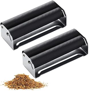 BOZILY 2PCS Metal Tobacco Roller, Easy Use Manual Cigarette Rolling Machine, 70mm Tobacco Maker Tool, Roller Cigarette Accessories(Black)