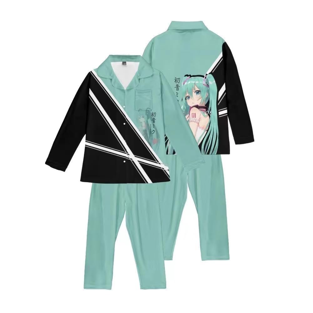 Amazon.co.jp: JIACAI 初音ミク パジャマ 寝巻き 長袖 上下セット 