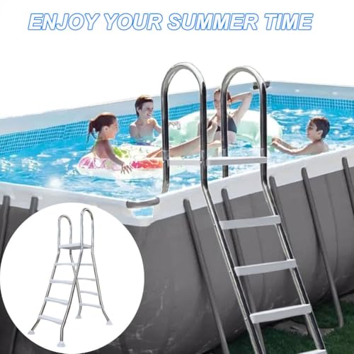Escalera para piscina elevada doble cara 4 pasos acero inoxidable miniatura 5