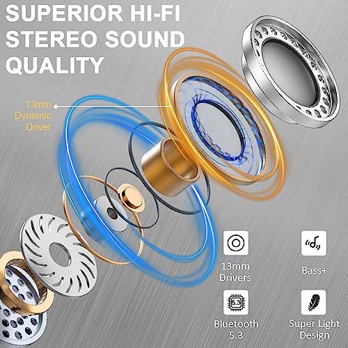Bluetooth Kopfhörer, Kopfhörer Kabellos Bluetooth 5.3 In Ear Kopfhörer mit 4 HD Mic, 2024 Kabellose Kopfhörer 42Std ENC Noise Cancelling Earbuds Tiefer Bass, IP7 Wasserdicht Ohrhörer LED-Anzeige Blau – Bild 4