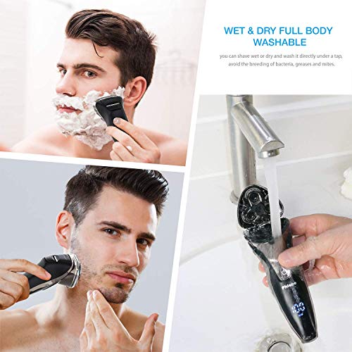 Phisco Electric Shaver Razor For Men With Floating Rotary Razor Ipx7 Led Display Rechargeable Dry/Wet Men's, Electric Shavers For Men Face With Pop-Up Beard Trimmer For Father Day Gifts #TOP4