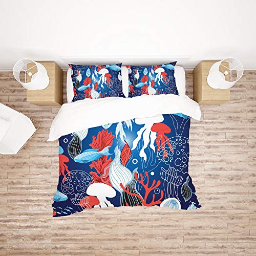 Housse de couette poisson durable en polyester ultra doux pour lit king size d'hôtel