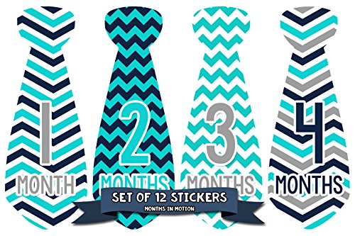 Months in Motion 735 Monthly Baby Stickers Necktie Tie Baby Boy Months 1-12