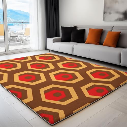 Tapis salon absorbant marron 160x230 cm vintage géométrique
