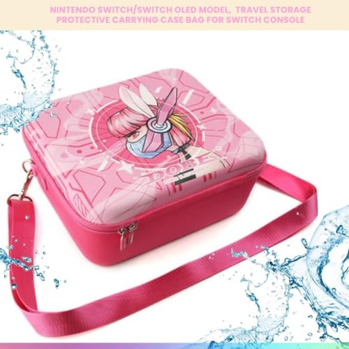 Image of TMG Portable Hard Shell Nintendo Switch Case Compatible with Nintendo Switch /Switch OLED Model, Designer Series Travel Storage Bag for Switch Console Pro Controller Accessories-Pink