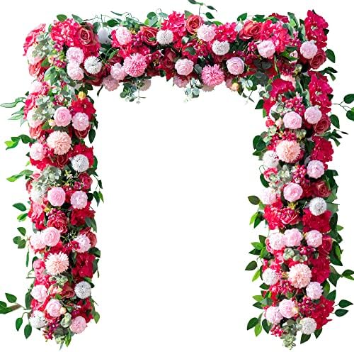 Kahaul 2PC of 39 Inches Artificial Red Floral Swag for Arch Garden Party, Table Centerpiece, Flower Arrangements, Wedding Reception Decorations, Wall Décor