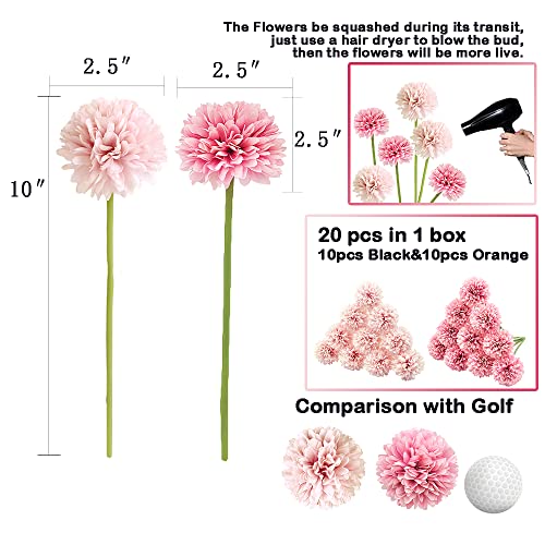 Blooming Paradise 20Pcs Artificial Fake Flower Plants Silk Chrysanthemum Ball Hydrangea Arrangements Wedding Bouquets Decor Home Kitchen Garden Party Table Floral DIY (Light Pink&Dark Pink)