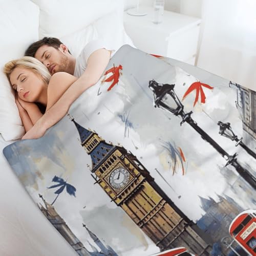 Couverture flanelle douce canapé plaid imprimé Londres lit confortable