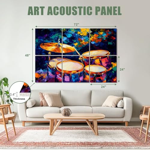 Paneles acústicos artísticos 6 unidades, absorbentes de sonido, 48"x72", adhesivos, para estudios y oficina miniatura 2