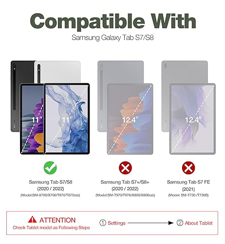 Dexnor for Samsung Galaxy Tab S7/S8 Case, [Built in Screen Protector and Kickstand] Heavy Duty Military Grade Protection Shockproof Protective Cover - Black