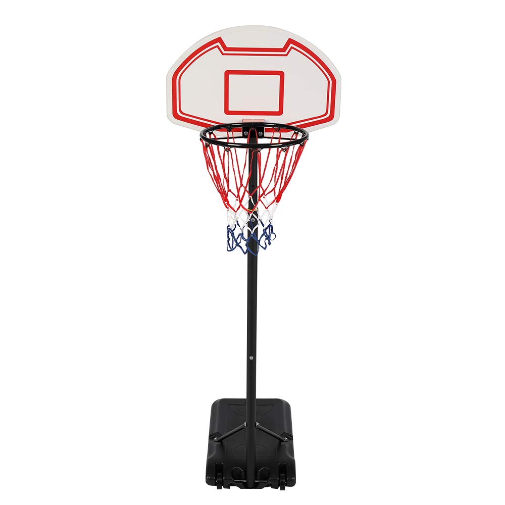 Portable Basketball System for Teenager,Pro Court Height Adjustable(5.25ft-6.8ft),28.8 Inch Backboard White & Red.