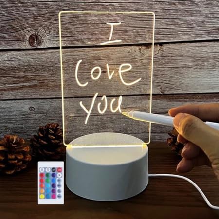 famvacor Lampara LED Personalizada con mando a distancia decorativa para regalo personalizable para escribir mesita de noche (16 colores)