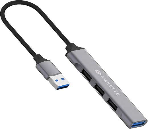 Amkette 4 Port USB Hub for Laptop/PC with USB 3.0 Port for 5 Gbps Superspeed Data Transmission,1*USB 3.0 Ports, 3*USB 2.0 ...