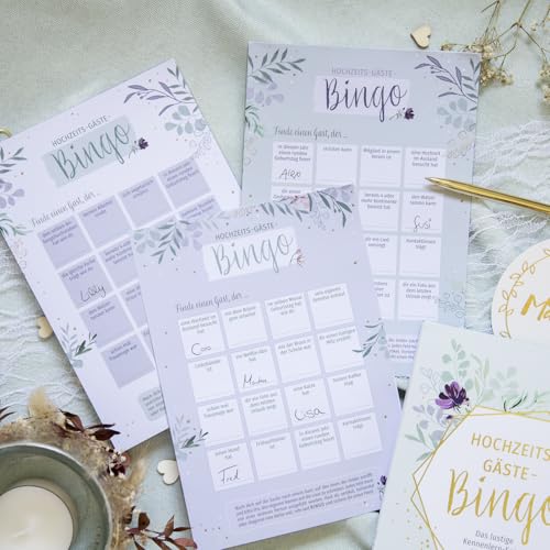 Hochzeits-Gäste-Bingo: Das lustige Kennenlern-Spiel für die Feier | Ganz ohne Vorbereitung - Lustiges Hochzeitsspiel für Gäste mit 50 Vorlagen zum direkt Loslegen