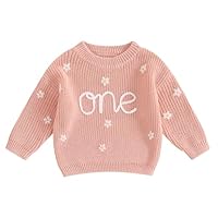 L&ieserram Baby Mädchen Jungen 1. Geburtstag Gestrickt Pullover Jumper Langarm Strickpullover Pulli Kleinkinder Kleidung Outfit Knitted Sweater 1 Jahr (Gänseblümchen - Pink, 12-18 Months)