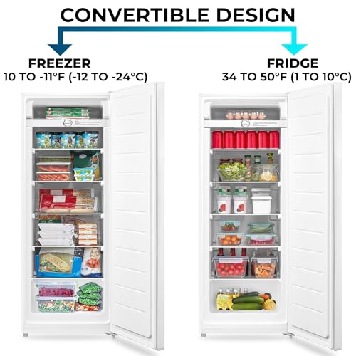 Image of Kenmore 7.0 Cubic Feet Capacity, White Upright freezer - Convertible Refrigerator /Freezer, 5 Shelve, Garage Ready, Meat Storage, Auto Defrost, Congelador For Home, Apartment, Cottage, Basement, Dorm