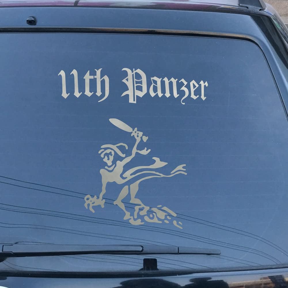 11th Panzer Division Ghost WW2 Tanks German Panther Army Car Truck Boat Vinyl Decal Sticker die Cut no Background (12'' (30.5cm), Silver)