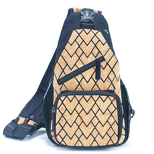 Cork Sling Bag Chest Shoulder Backpack Crossbody Bags for Men Messenger bag Eco Friendly gift Sustainable Vegan Lightweight