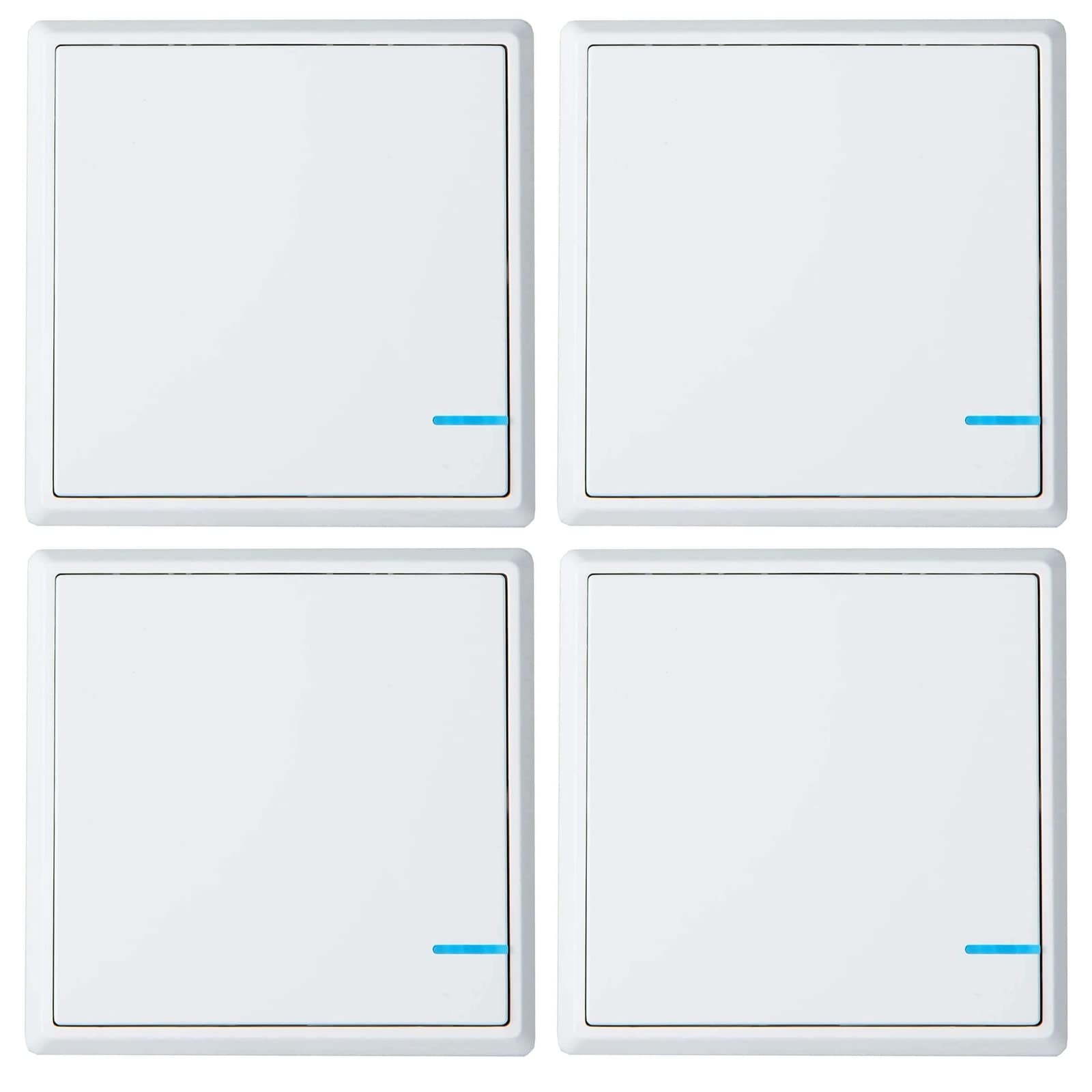 4Stück kabelloser Lichtschalter, Lichtschalter-Panel, Wandschalter-Panel, intelligenter Lichtschalter, keine Verdrahtung für Deckenlampen-LED-Lichter, nur Schalter, muss mit Empfänger gekoppelt werden