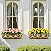 24 Inch Railing Planter Box Window Boxes Planters - 2 Pack Deck Railing Planter Boxes with Adjustable Brackets Coco Liners Balcony Planters Railing Hanging for Window Flower Boxes Outdoor Garden Decor