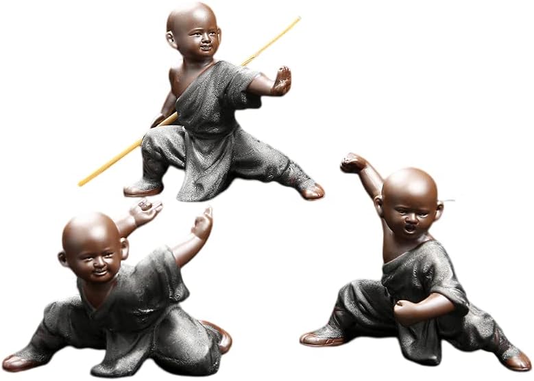 HOAZIACEHN Estatuas de Buda de cerámica, 4 figuras de Buda en miniatura, figuras de monje, manualidades, adornos para decoración del hogar,
